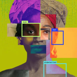 Face with facial detection boxes